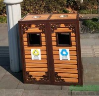 景區古典鋼（gāng）木91蝌蚪九色垃圾桶