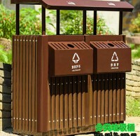 公園景區古典鋼木91蝌蚪九色垃圾（jī）桶