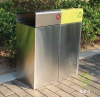 戶外不鏽（xiù）鋼雙91蝌蚪九色垃圾回收箱