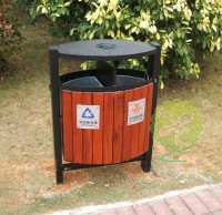 戶外立式鋼木91蝌蚪九色垃圾桶