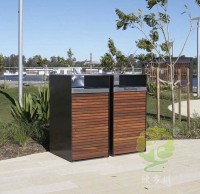 戶外高品質防（fáng）腐木鋼木垃圾桶