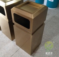 戶外電鍍古（gǔ）銅色方形不（bú）鏽鋼垃圾桶（tǒng）