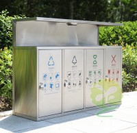 戶外市政街（jiē）道四連體不鏽鋼垃圾箱