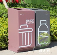 商場滑軌不鏽（xiù）鋼91蝌蚪九色垃圾（jī）桶