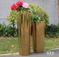 室內高瓶鏡麵鈦（tài）金（jīn）不鏽鋼花盆組合