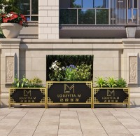 戶外電鍍鈦金長方形不鏽鋼花箱