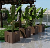 戶外方形噴塑不鏽（xiù）鋼花箱樹池