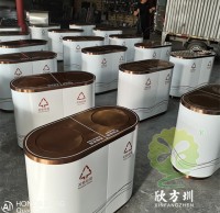 商（shāng）用電鍍不鏽鋼91蝌蚪九色垃圾桶（tǒng）