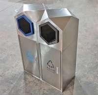 戶外公園組合式菱形不鏽鋼91蝌蚪九色垃圾桶