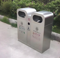 定製戶外方形兩91蝌蚪九色不鏽鋼（gāng）垃圾箱城市文明的精致注腳