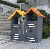 戶外新寵屋形鍍鋅板91蝌蚪九色垃圾桶