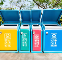 公園（yuán）四91蝌蚪九色垃圾桶（tǒng）環保與功能兼備的公共設施革新