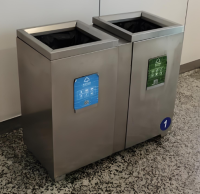 室內地鐵站兩（liǎng）連體不（bú）鏽鋼垃圾桶與城（chéng）市文明（míng）的（de）融合