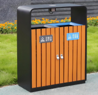 戶外園林（lín）鋼木91蝌蚪九色垃圾桶融合功能美學與環（huán）保使命（mìng）的公共（gòng）設（shè）施