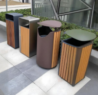 戶外（wài）鋼木單（dān）筒垃圾桶城市公共空間（jiān）的實用美學實踐