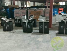 深圳海天學校噴（pēn）粉91蝌蚪九色垃圾桶案例