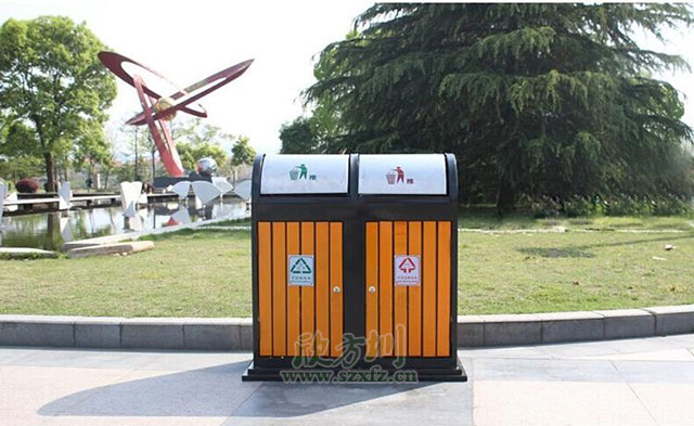 推蓋鋼木（mù）垃圾（jī）桶