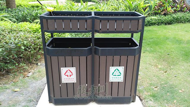 方形（xíng）鋼（gāng）木垃圾桶