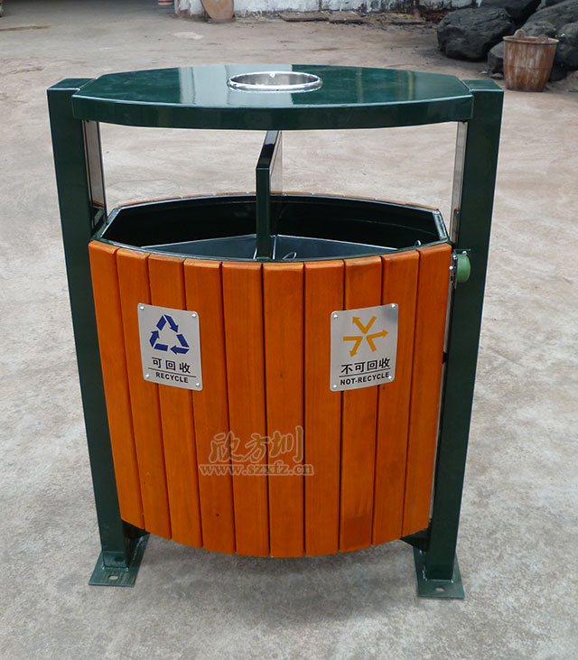 搖擺式鋼木垃圾桶 搖擺式(shì)鋼木(mù)垃圾桶